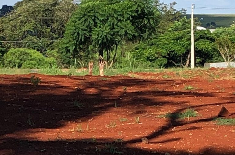 mãos saindo da terra