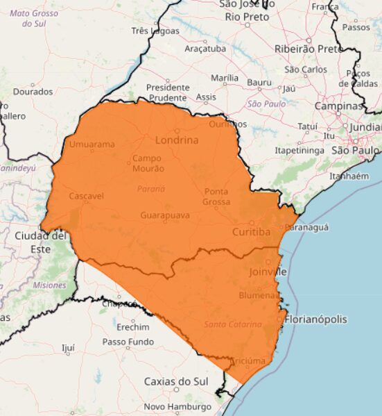 inmet emile alerta laranja para tempo com tempesatde