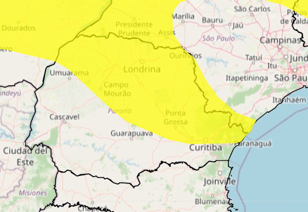 Alerta amarelo de tempestade para o Paraná. Foto: Inmet