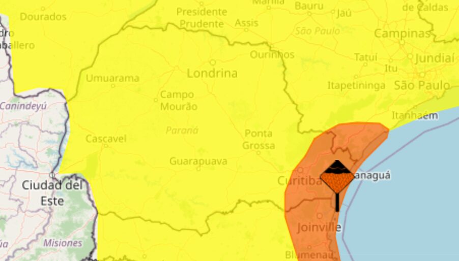 Uma  frente fria que avança pelo mar, na altura do Sul do Brasil, vai provocar chuvas e temporais nesta quarta-feira, 12, no Paraná