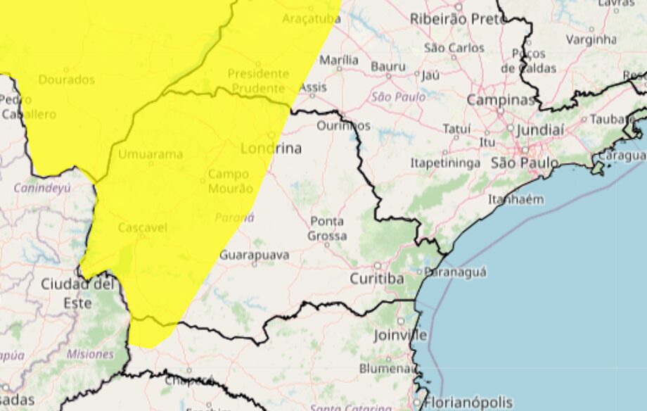 alerta de chuvas intensas no Paraná
