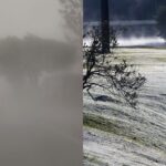 Post para Instagram de colagem de fotos de família com grade limpa em azul-claro e branco (7)