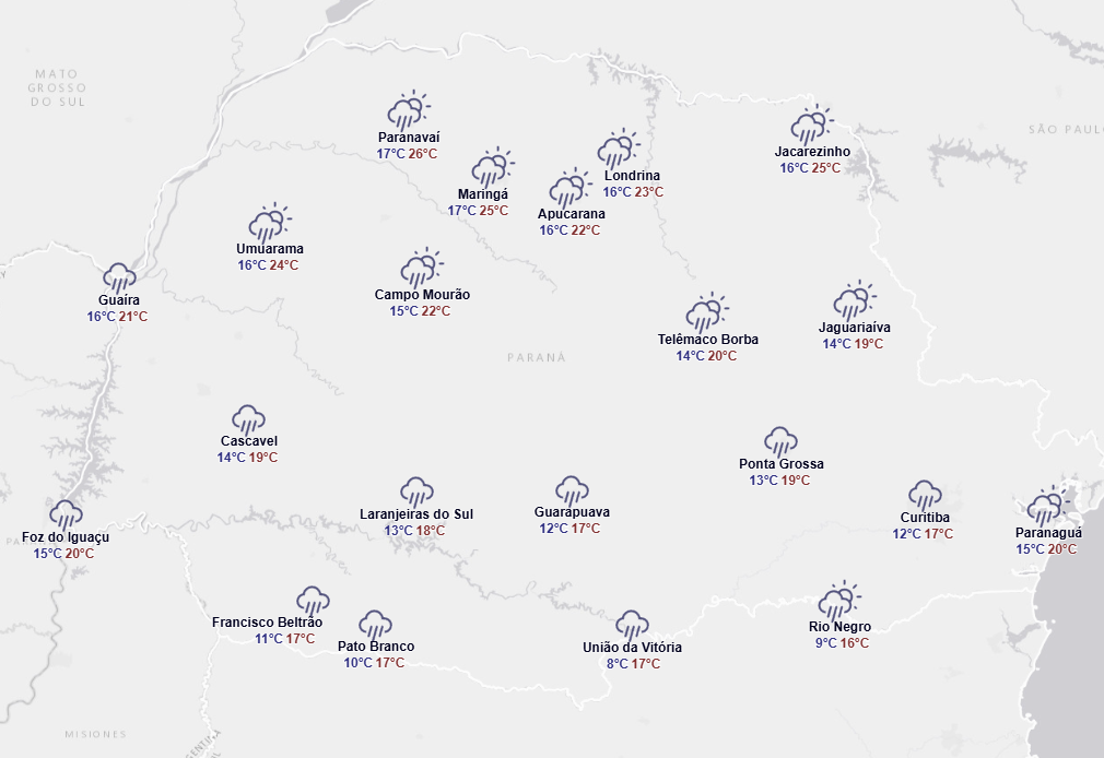 previsão de frio para todo paraná