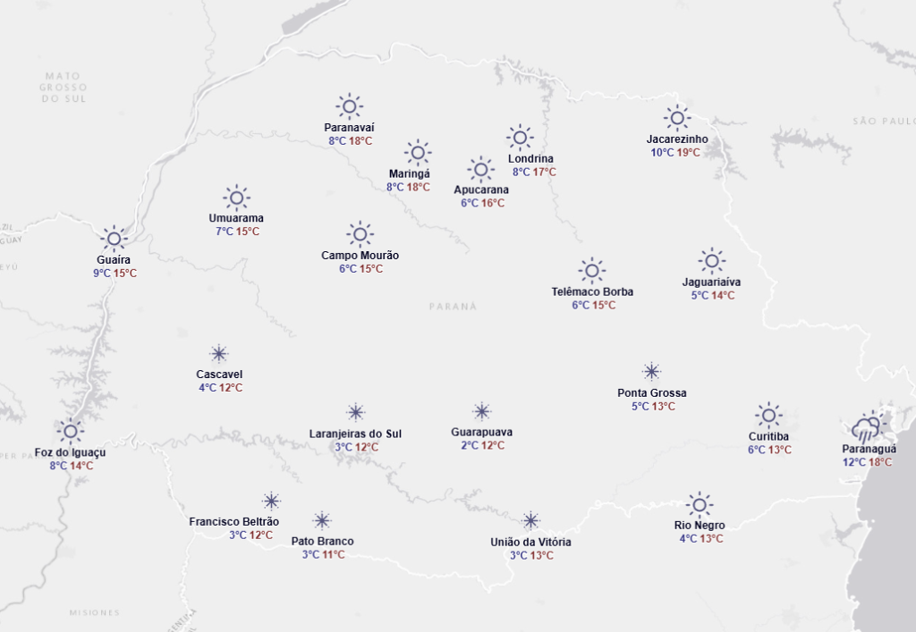 sábado de frio intenso no paraná